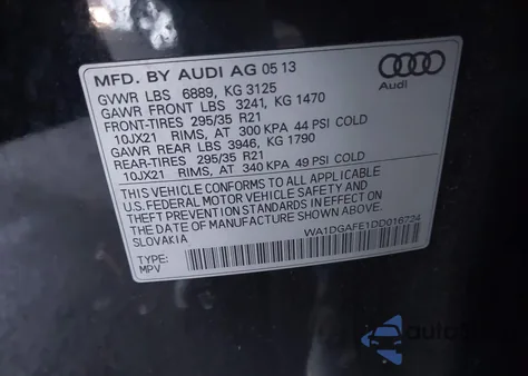 2013 Audi Q7 3.0T S Line Prestige z USA, uszkodzony, nr VIN WA1DGAFE1DD016724